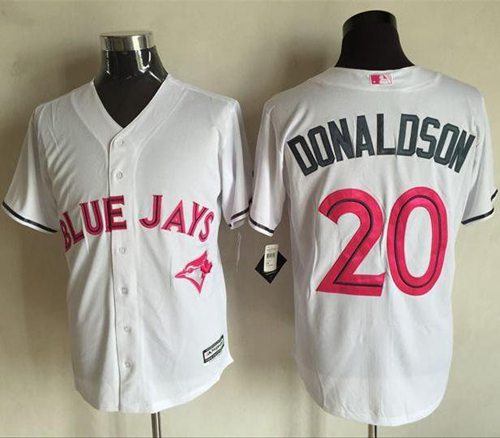 Blue Jays #20 Josh Donaldson White New Cool Base Mother's Day Stitched MLB Jersey - Click Image to Close